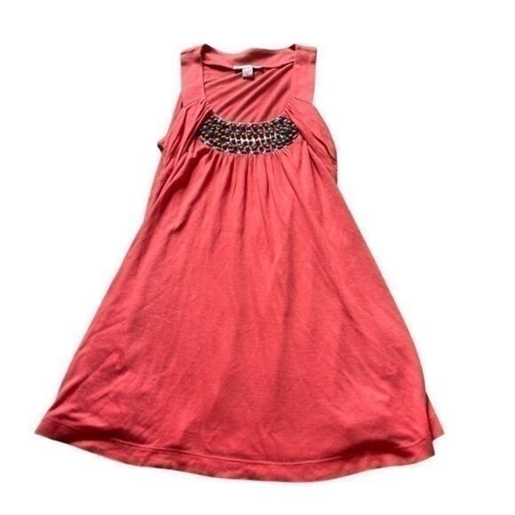 Boston Proper salmon colored beaded coastal mini dress - Picture 1 of 6
